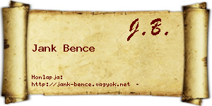 Jank Bence névjegykártya